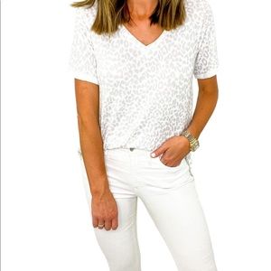 Jodifl Ivory Leopard Print V-neck Tee